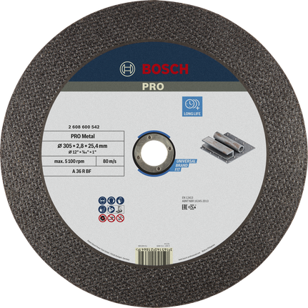 Disco de corte Bosch PRO Metal Bonded 305 x 2,8 x 25,4 mm.